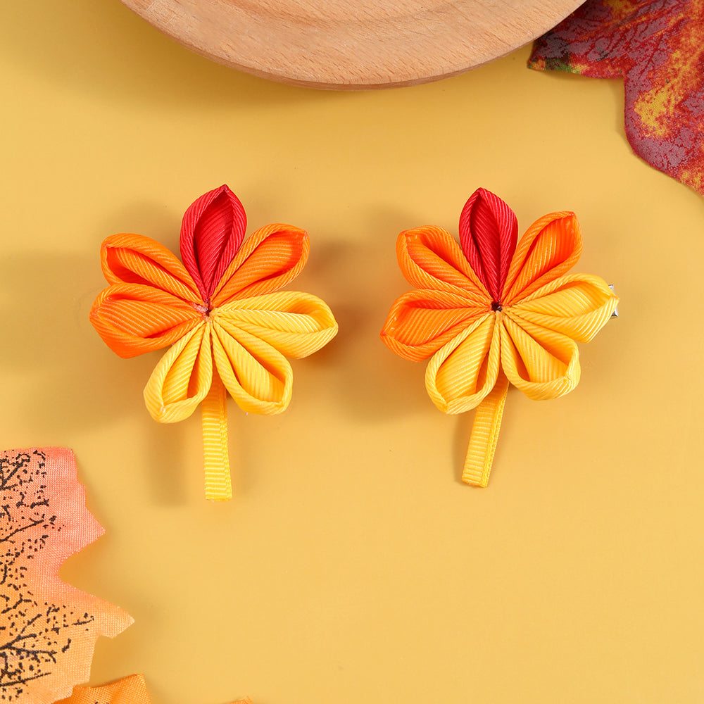 2PCS Thanksgiving Day Maple Leaf Hair Clips