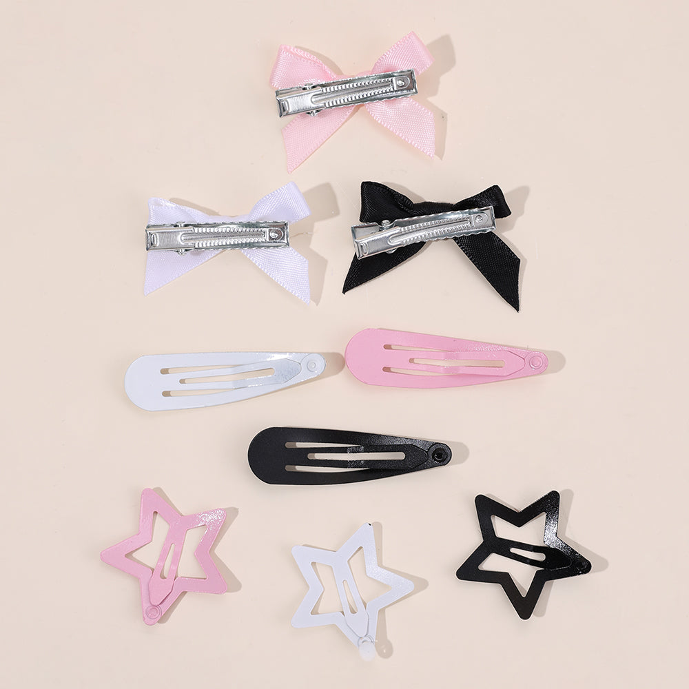 CN 36Pcs Mini Ribbon Bow Clip with Star Metal Snap BB Hair Clip