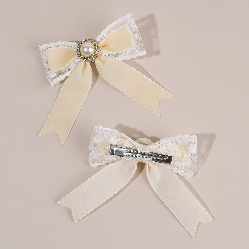 2PCS Velvet Boutique Hair Bow Clip Long Tails Hair Clip Girls