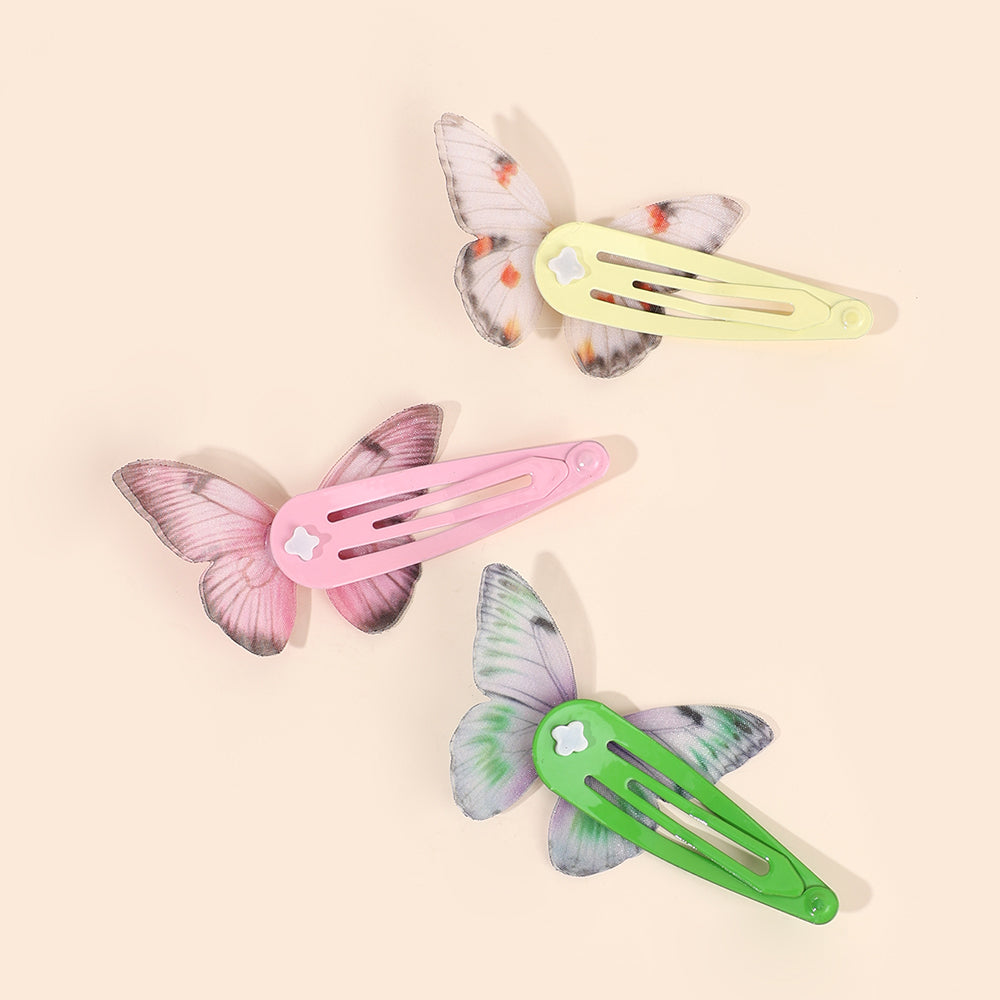 3D Mesh Butterfly Snap BB Hair Clip Girls Toddler
