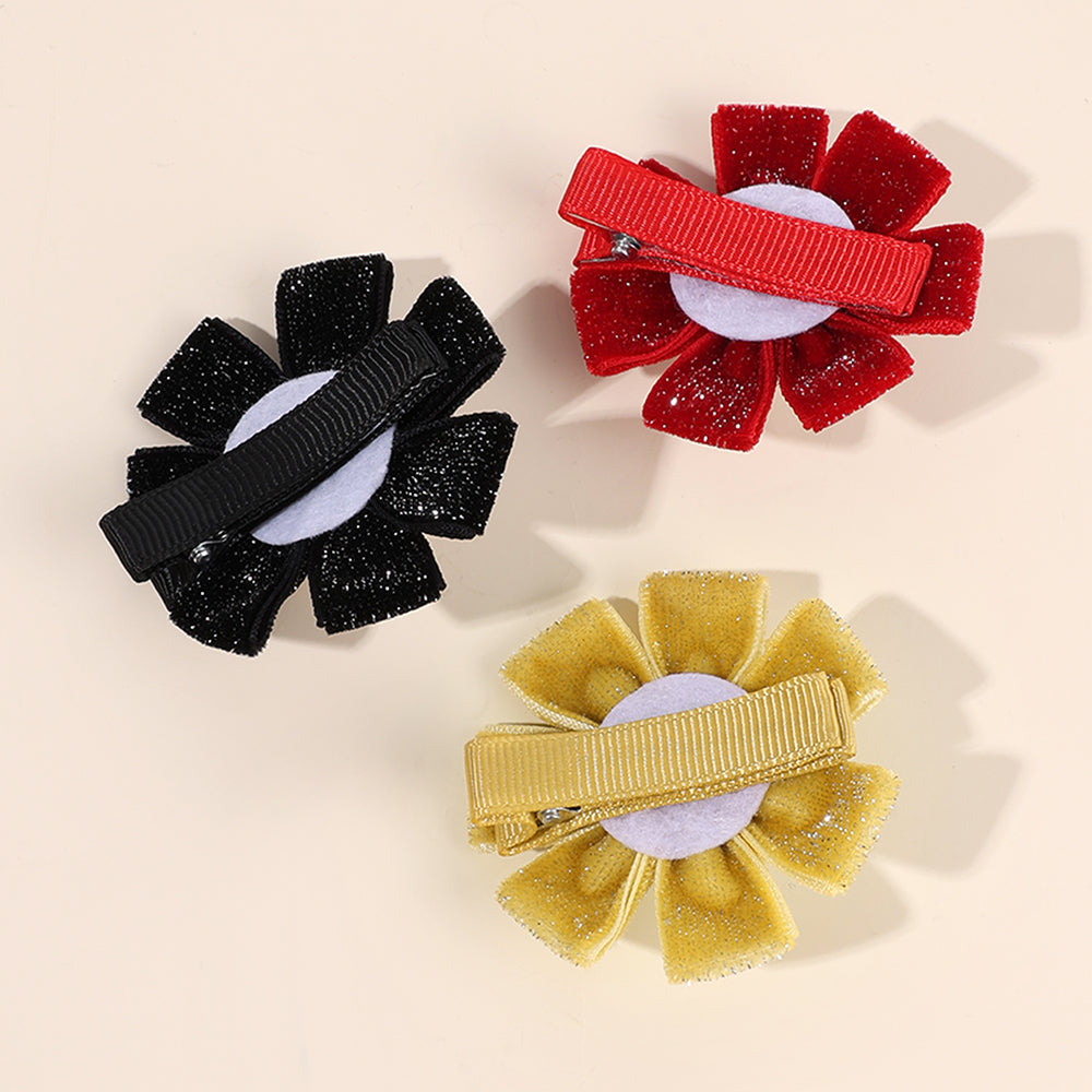 6PCS Winter Velvet Flower Hair Bow Clip for Girls