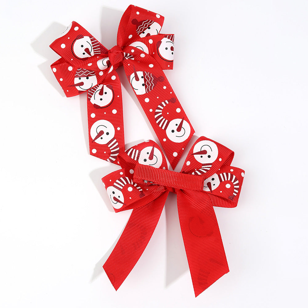 2Pcs Christmas Hair Bow Clips