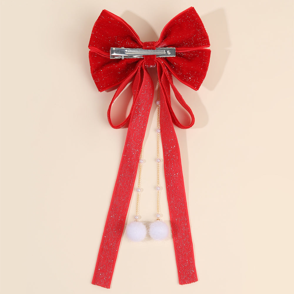 Larger Winter Velvet Hair Bow Clip Girls Christmas Hair Accessories