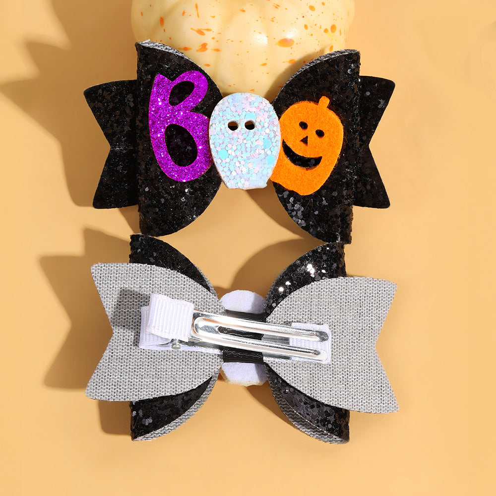 Girls Halloween Sparkly Cartoon Hair Clip Pigtails Leather Halloween Hair Accessories