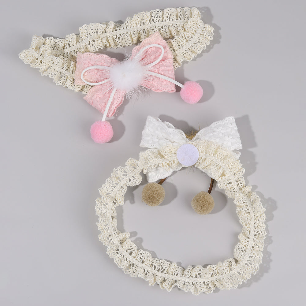 2Pcs Lace Elastic Hairband Baby Print Flower Bow Knot Infant Headband