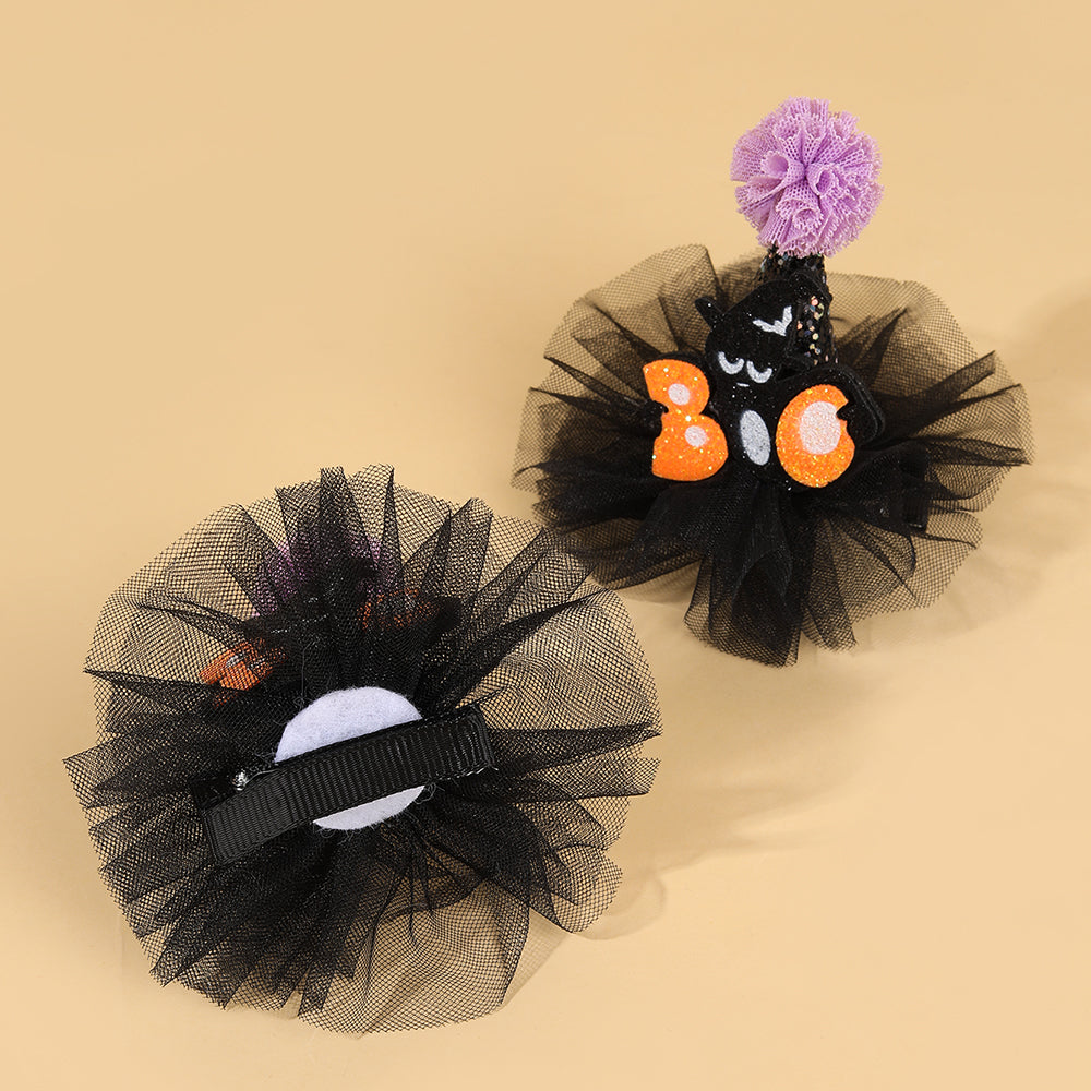 2Pcs Girls Halloween Mesh Crown Hair Clip Cute Cartoon Halloween Hair Clip Kids