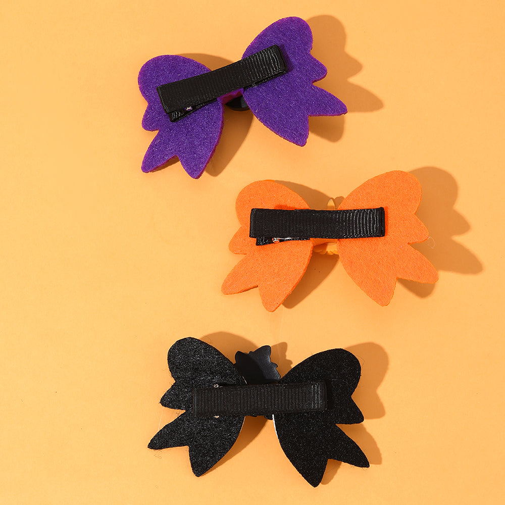 2Pcs Halloween Gorsgrain Ribbon Hair Bow Clip  Cartoon Glittter Halloween Hair Clip