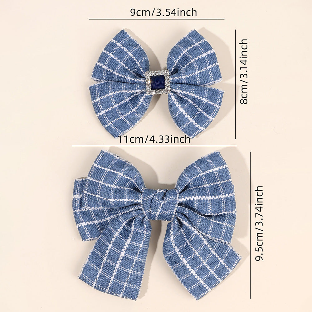 Check Fabric Barratter with Sparkly Rhinetsone Hair Clip