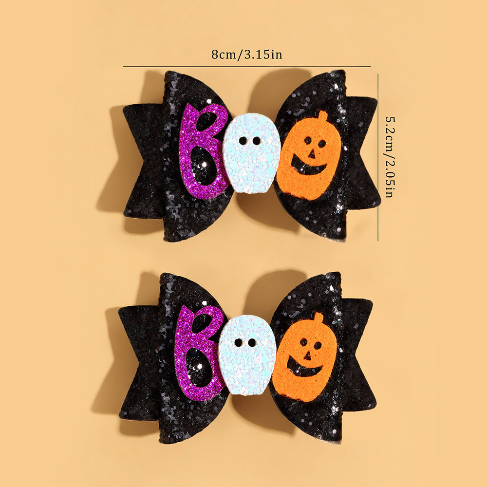 Girls Halloween Sparkly Cartoon Hair Clip Pigtails Leather Halloween Hair Accessories