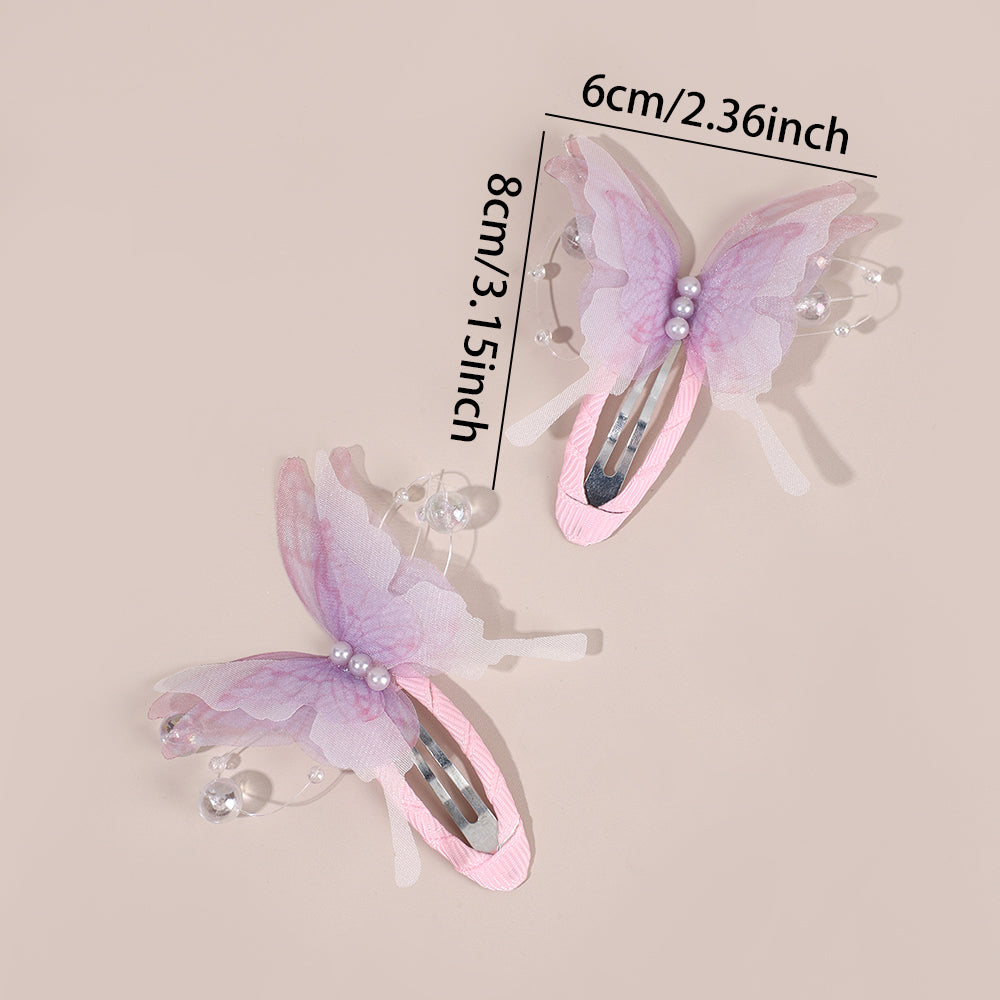 3D Mesh Butterfly Snap BB Hair Clip Girls Toddler