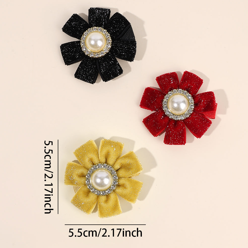 6PCS Winter Velvet Flower Hair Bow Clip for Girls