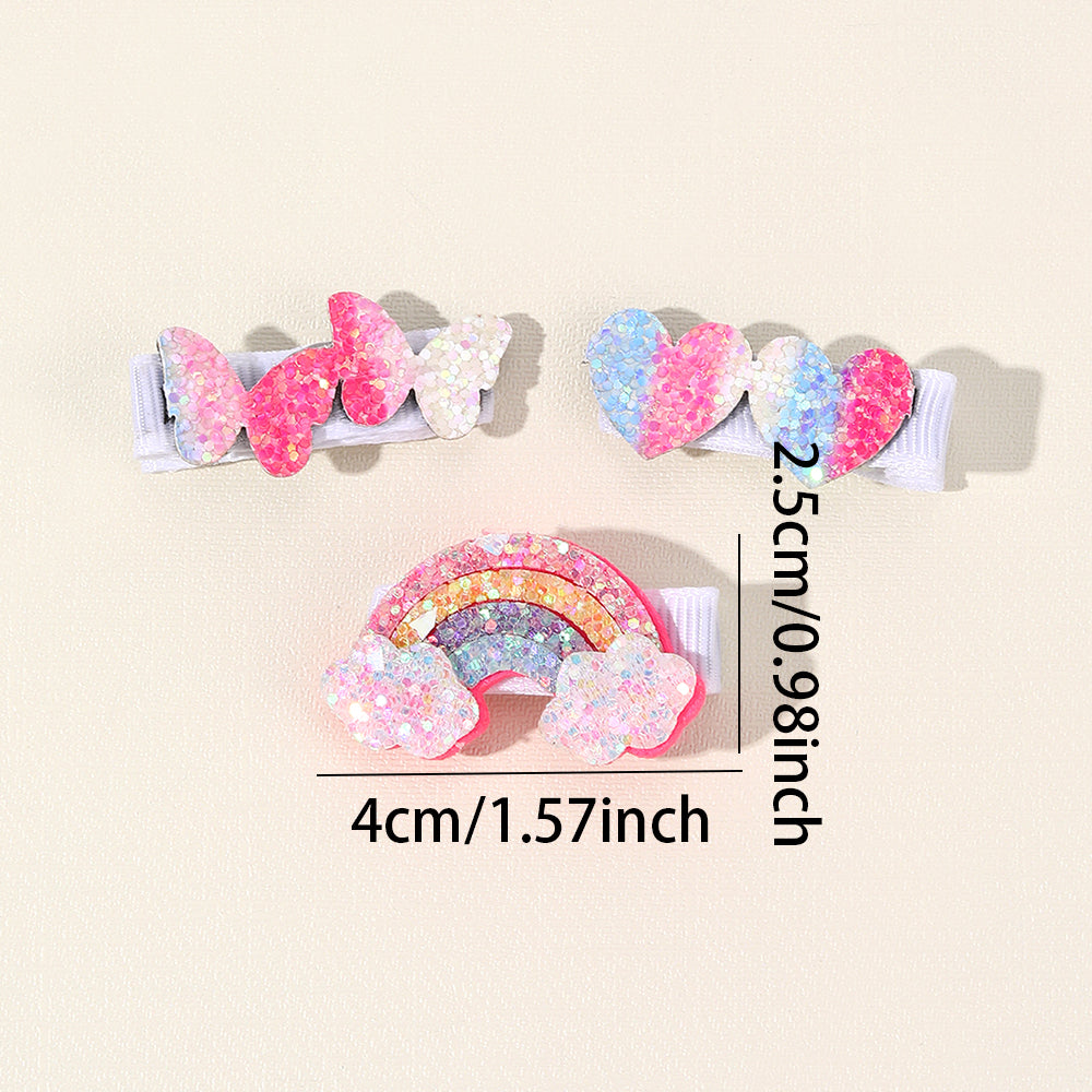 6Pcs Chunky Lovely Glitter Hair Clip for Girls Kids