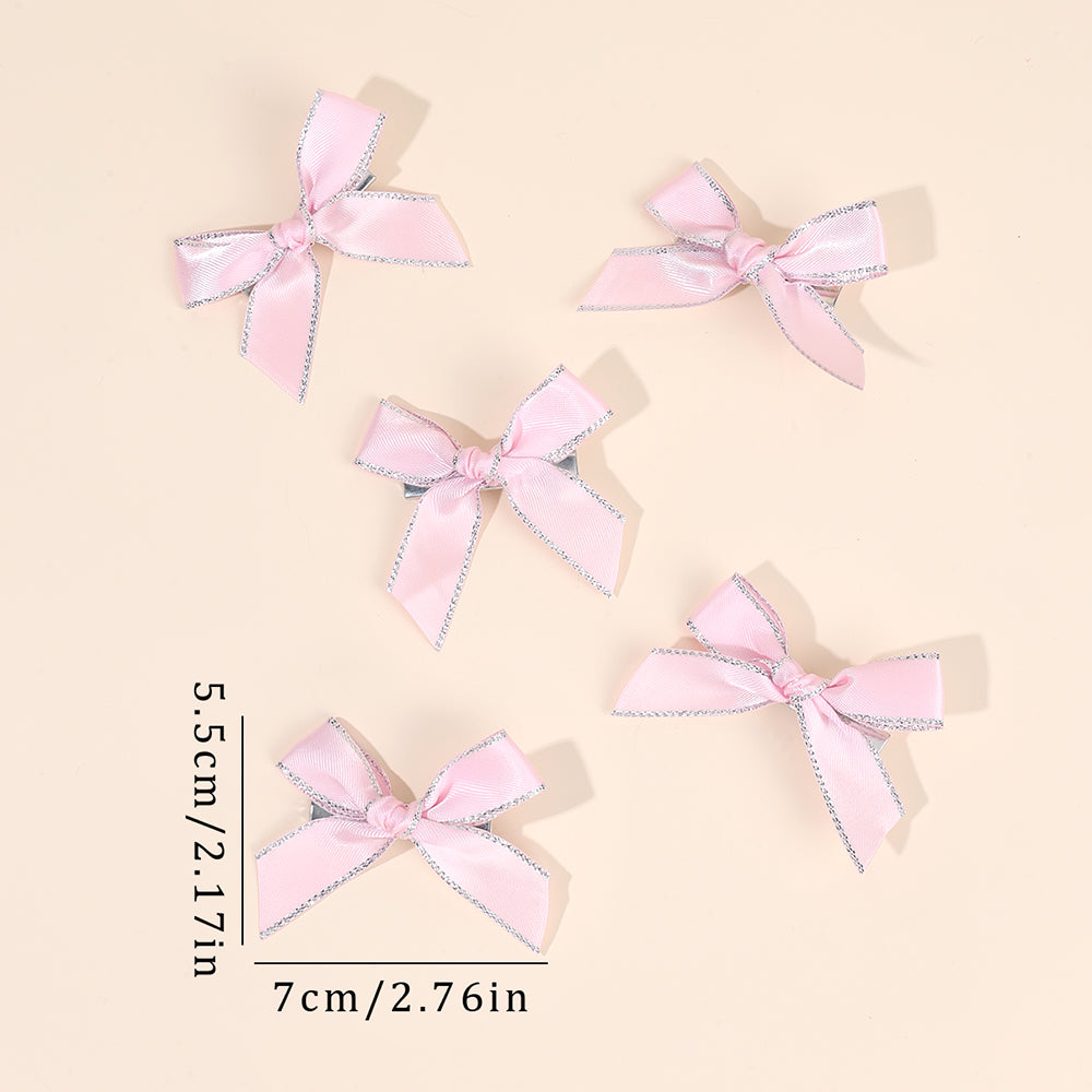 20Pcs Small Hair Bows Clips with Silver Edge