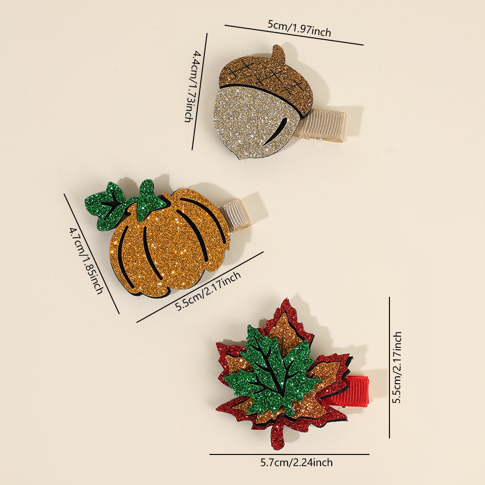 6Pcs Sparkly Glitter Thanksgiving Hair Clip