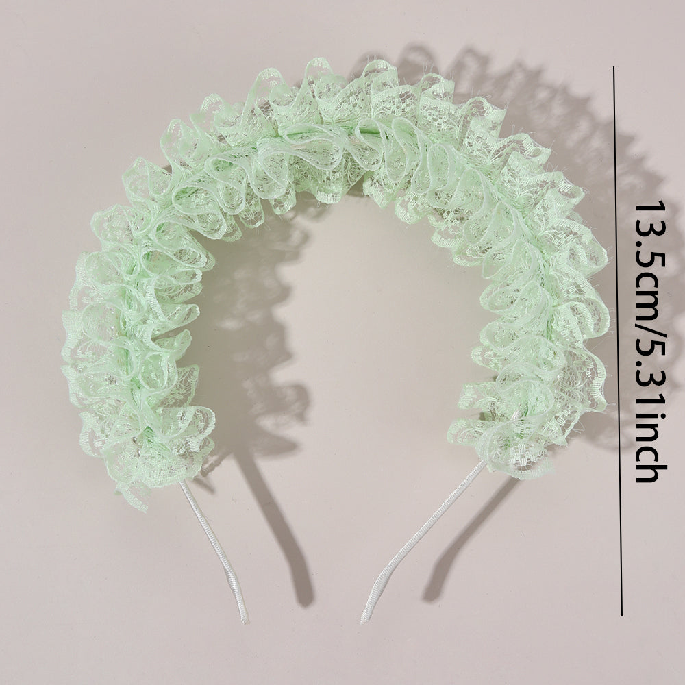 3Pcs Lace Bowknot Headband Mesh Pearl Girls Crown Hairband