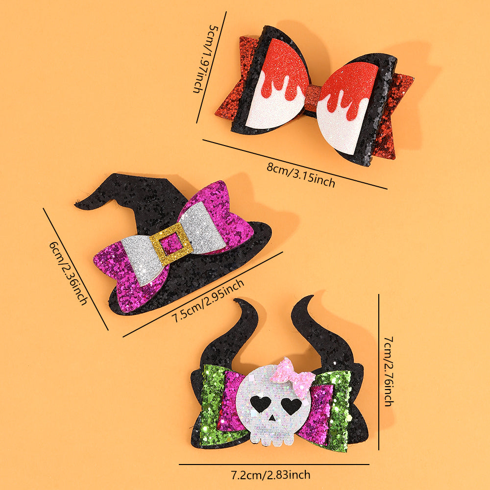 2Pcs Sparkly Glitter Haloween Hair Clip for Girls Kids