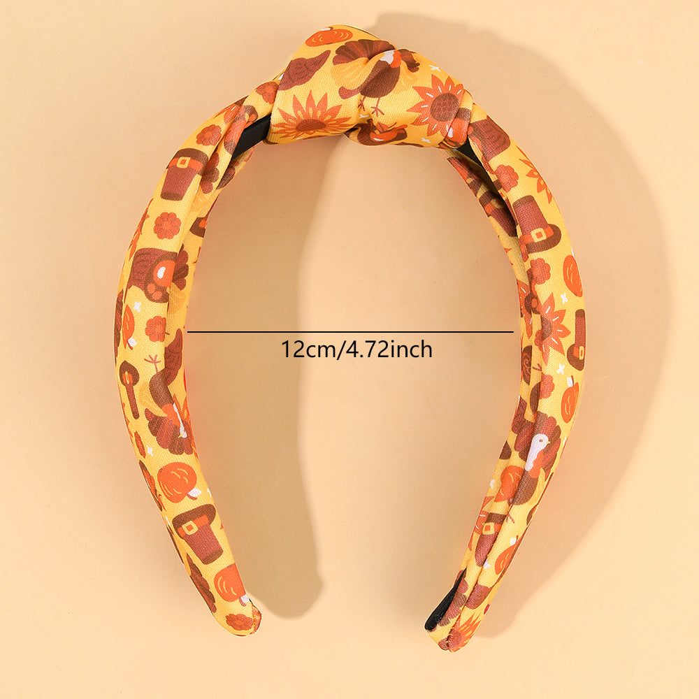 1Pcs Fabric Bow Knot Rhinestone Thanksgiving Headband