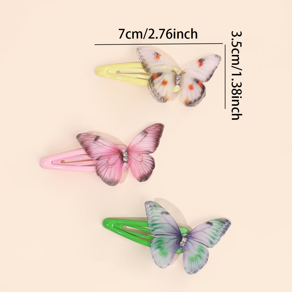 3D Mesh Butterfly Snap BB Hair Clip Girls Toddler