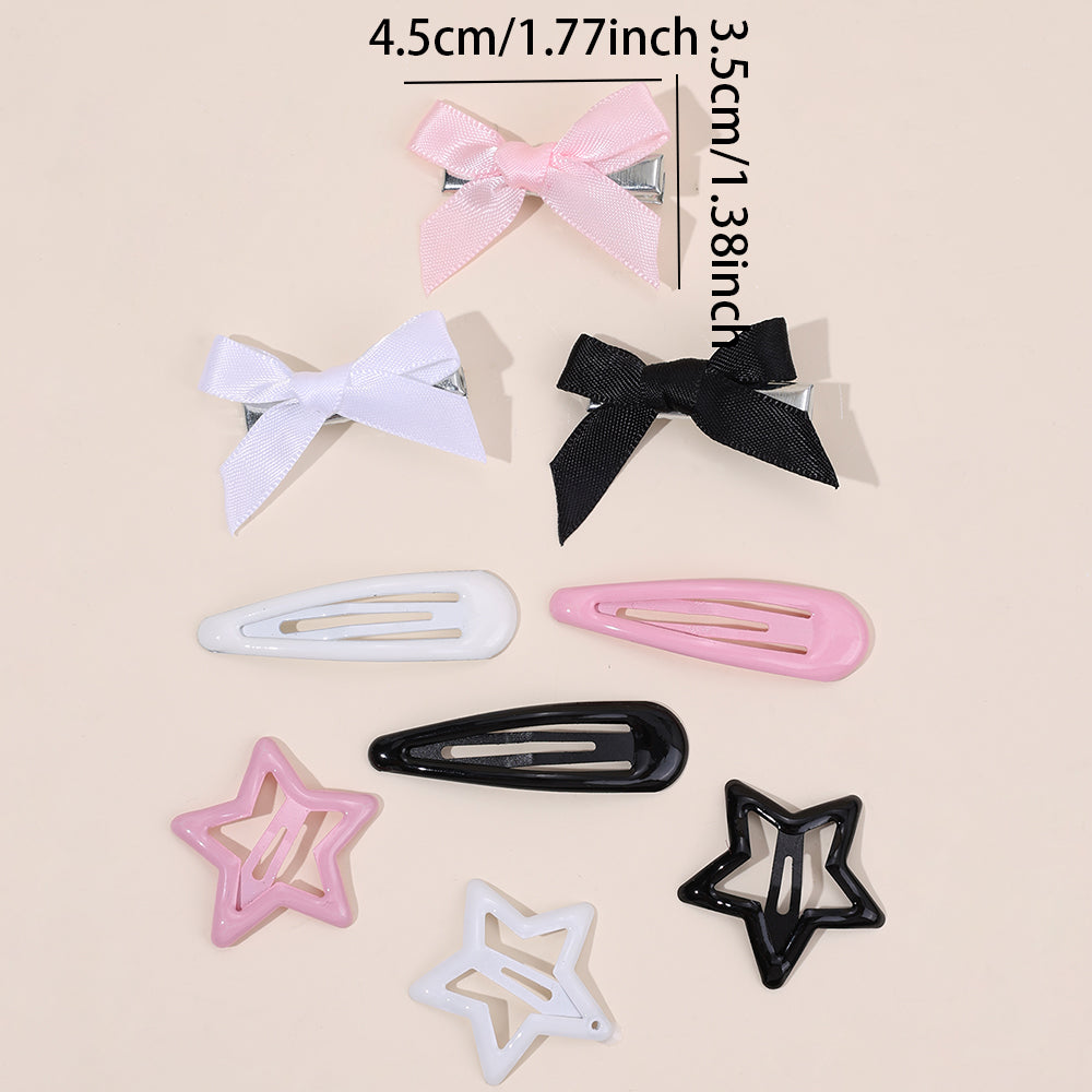 CN 36Pcs Mini Ribbon Bow Clip with Star Metal Snap BB Hair Clip