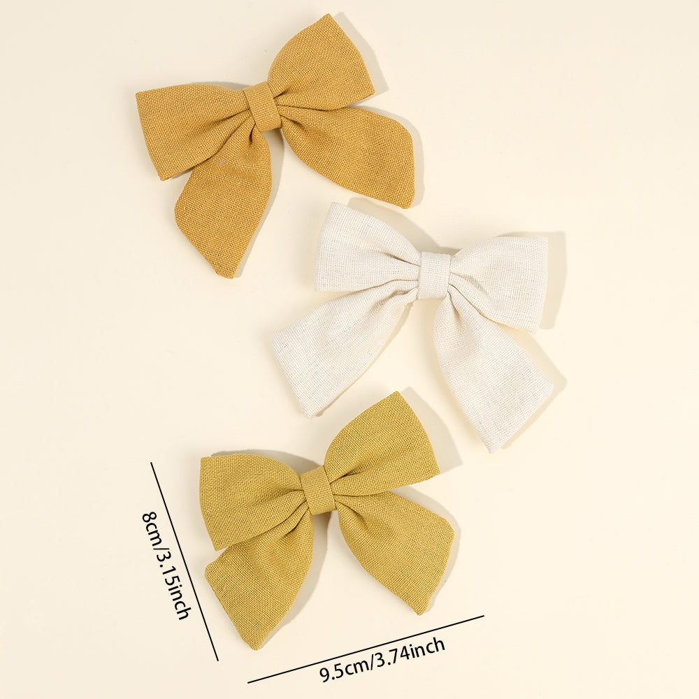 6pcs Solid Color Fabric Hair Bow Clip for Girls