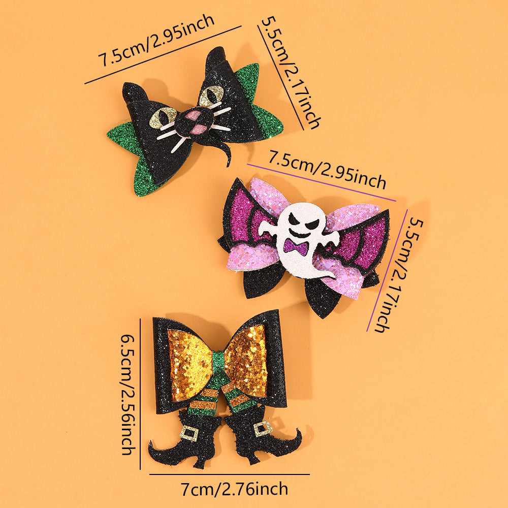 2Pcs Sparkly Glitter Halloween Hair Clip for Girls Kids