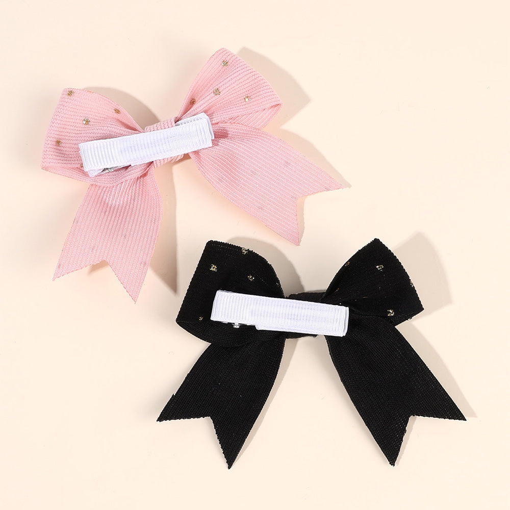 10PCS Solid Color Fabric Bow Gold Polka Hair Bow Clip for Girls