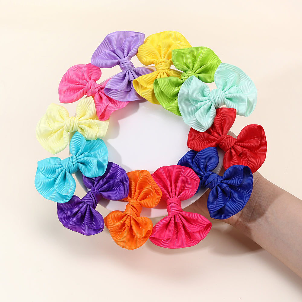 12Pcs Boutique Solid Hair Bow Clips
