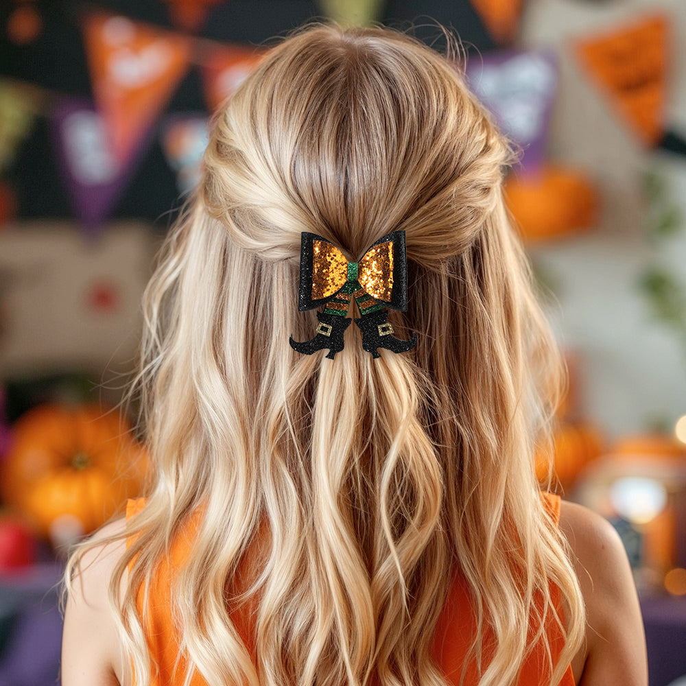 2Pcs Sparkly Glitter Halloween Hair Clip for Girls Kids