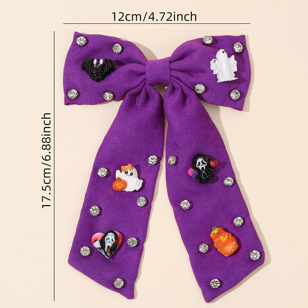 Large Fabric Halloween Hair Bow Clip for Girls