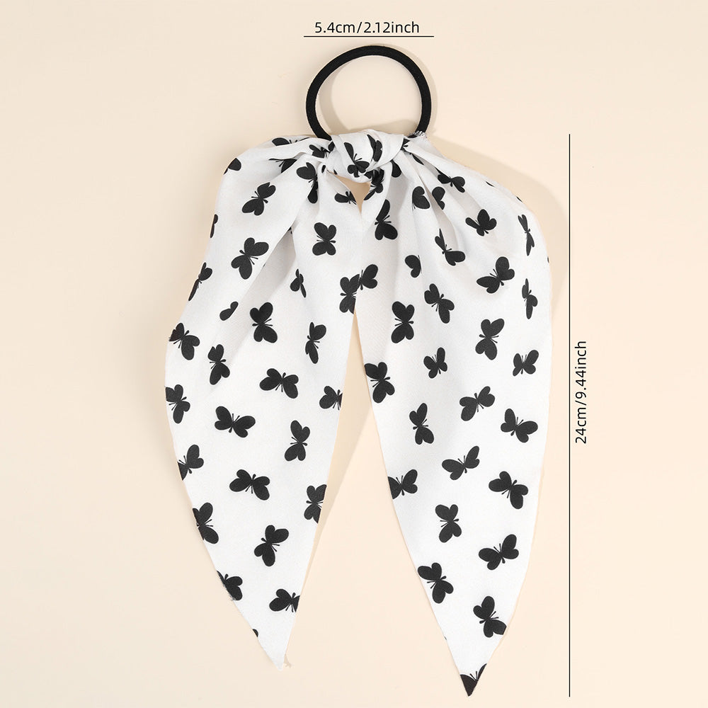 Women Print Fabric Handmade Ponytails Bow Ties Girls Scrunchies Accessories