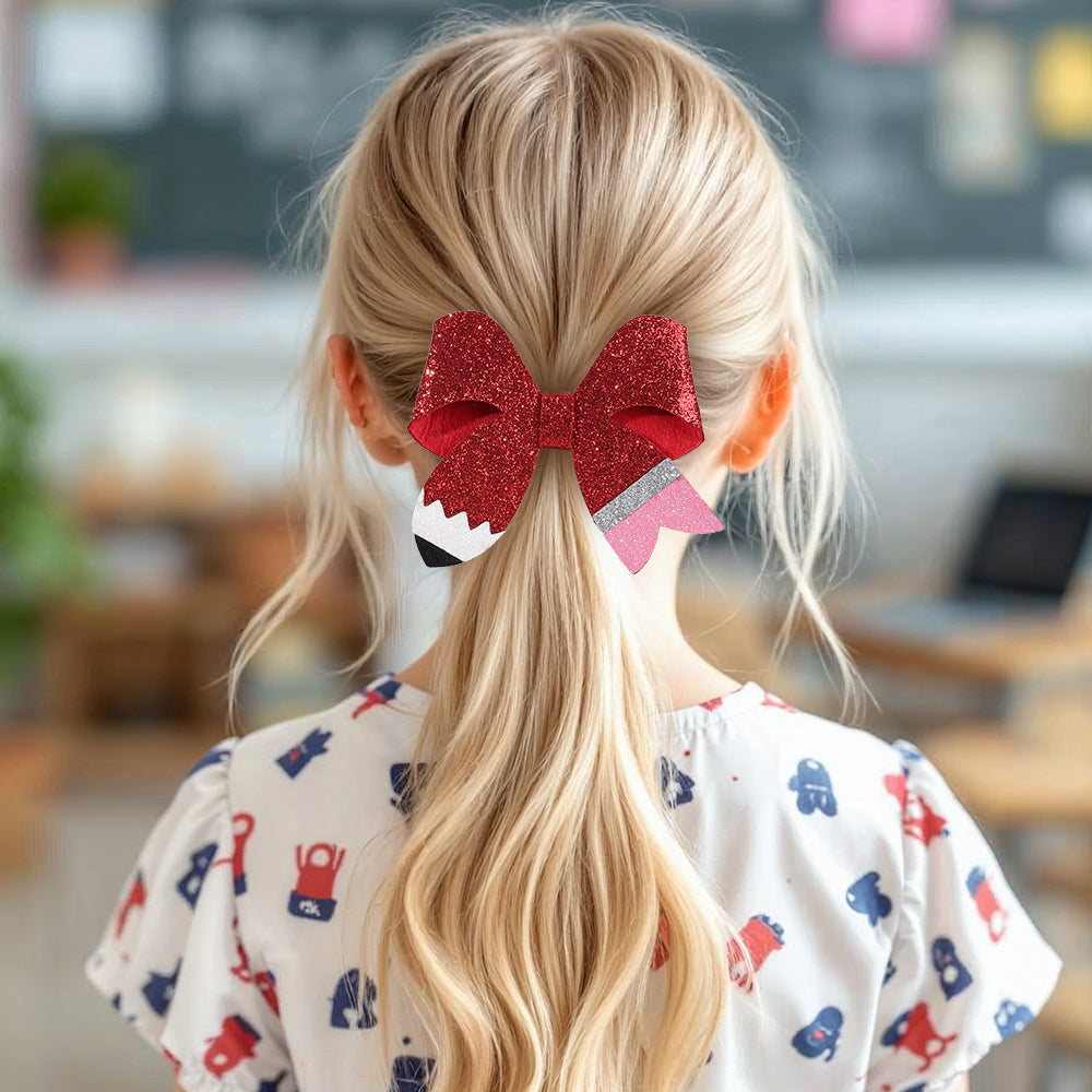 2Pcs Sparkly Glitter Pencil Hair Pins Back to School Hair Clip Girls