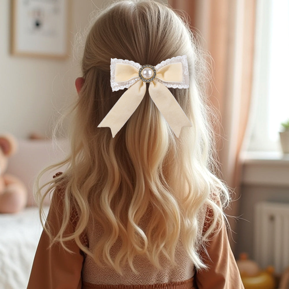 2PCS Velvet Boutique Hair Bow Clip Long Tails Hair Clip Girls