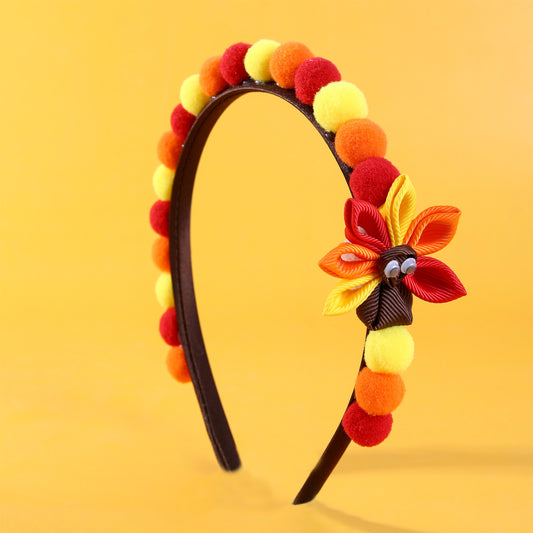 Cute Pumpkin Turkey Pompom Headbands for Girls