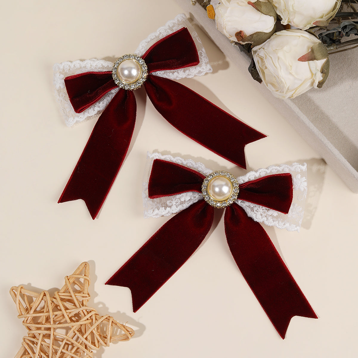 2PCS Velvet Boutique Hair Bow Clip Long Tails Hair Clip Girls