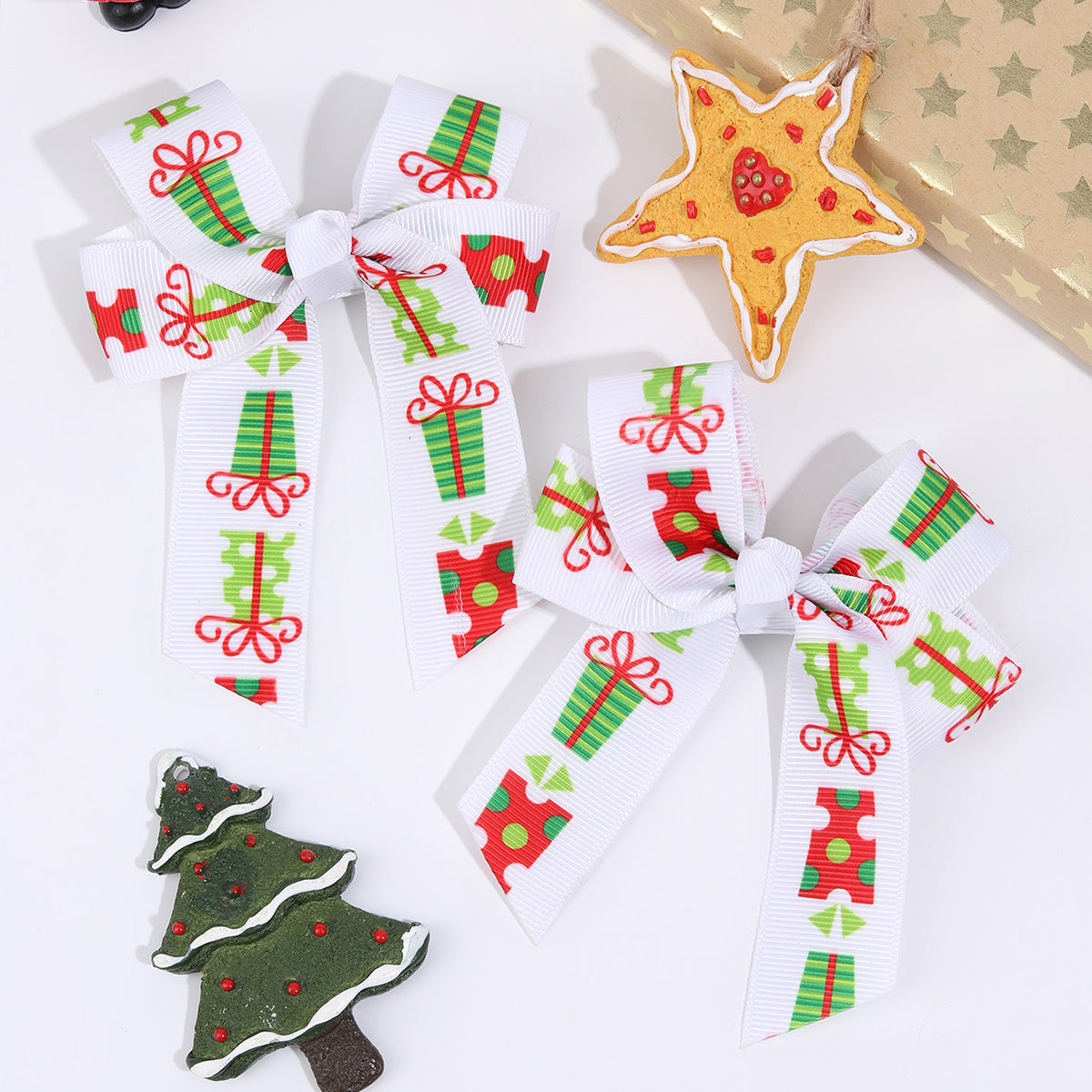 2Pcs Christmas Hair Bow Clips
