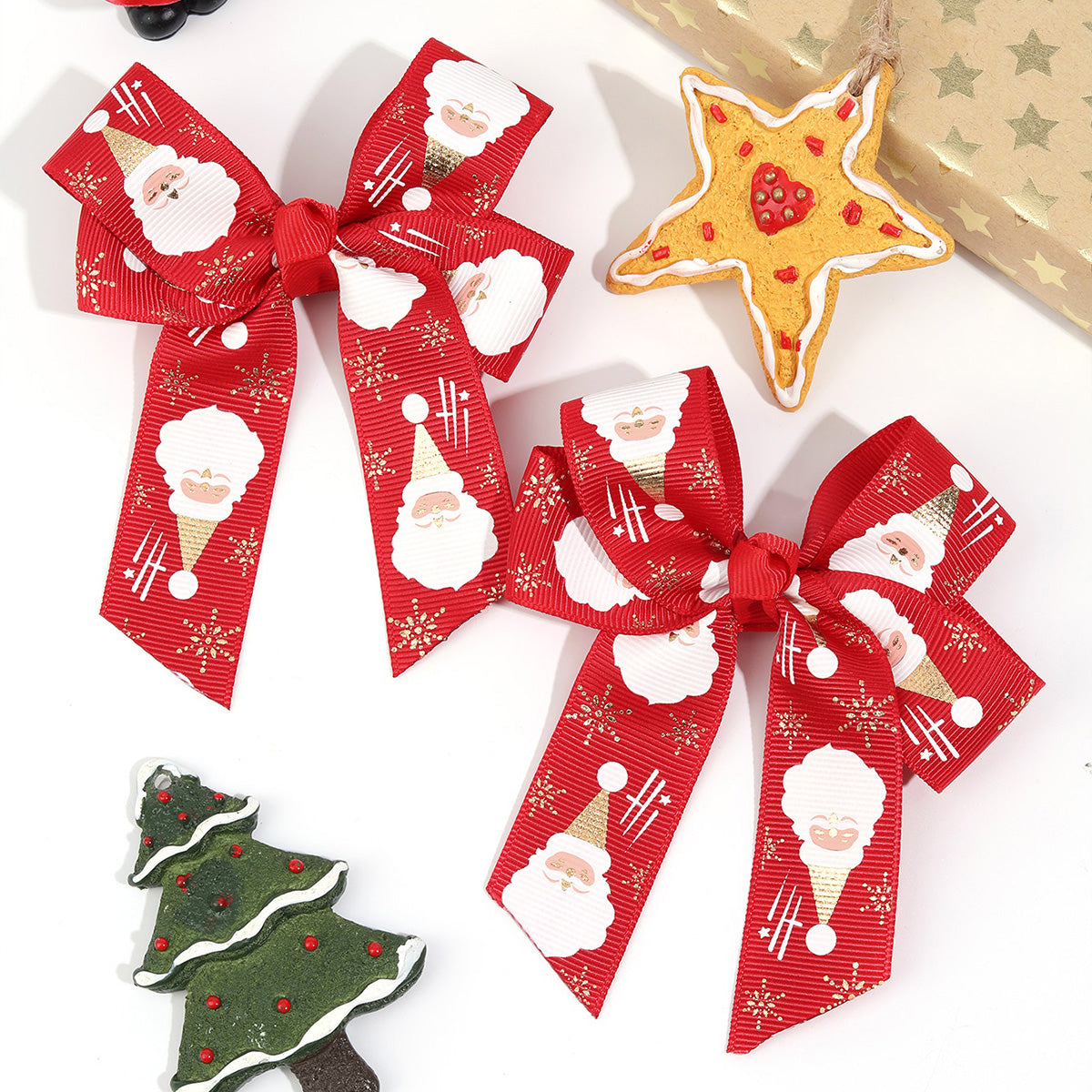 2Pcs Christmas Hair Bow Clips