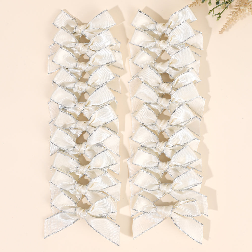 20Pcs Small Hair Bows Clips with Silver Edge
