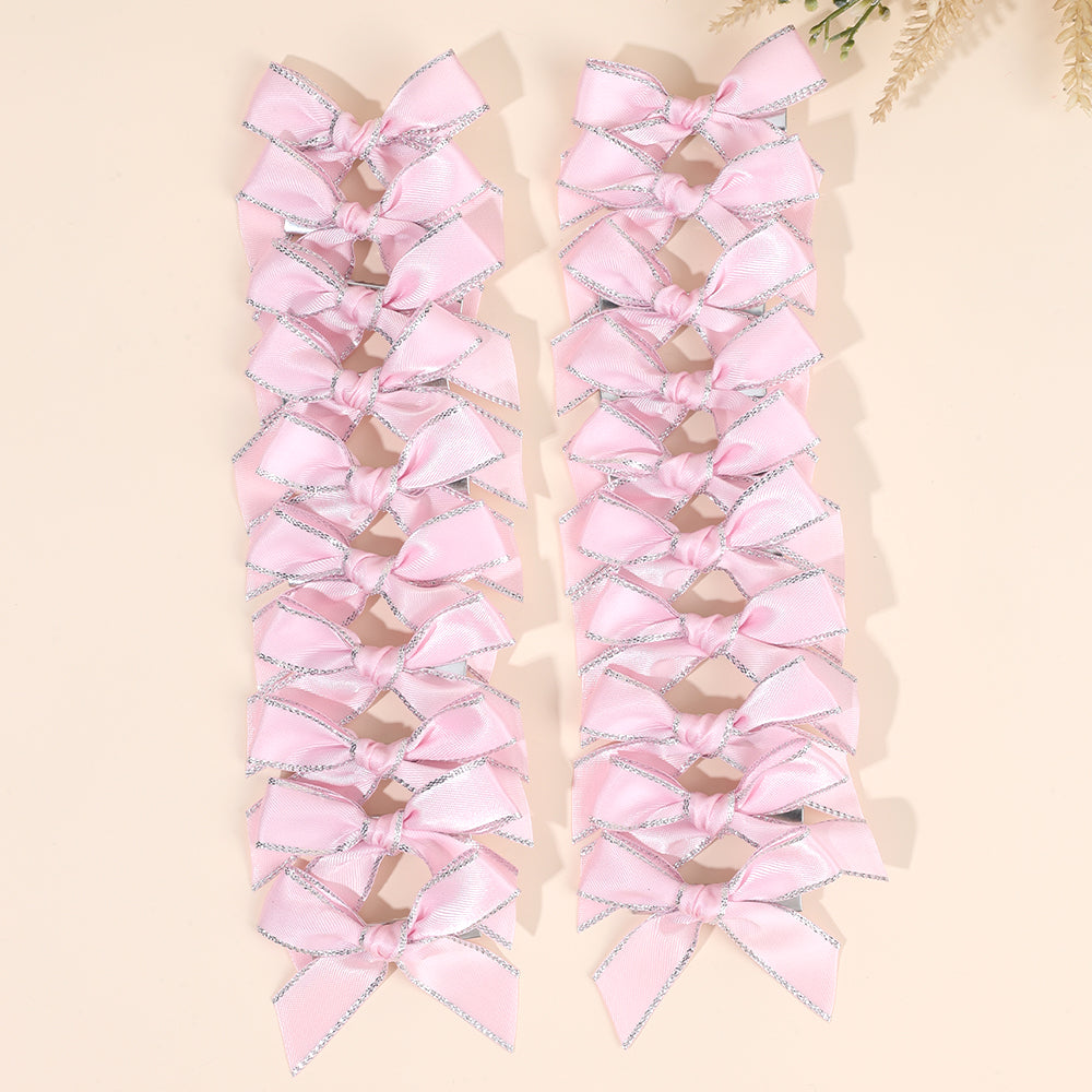 20Pcs Small Hair Bows Clips with Silver Edge