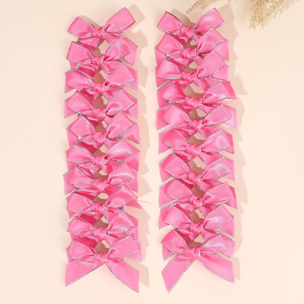 20Pcs Small Hair Bows Clips with Silver Edge