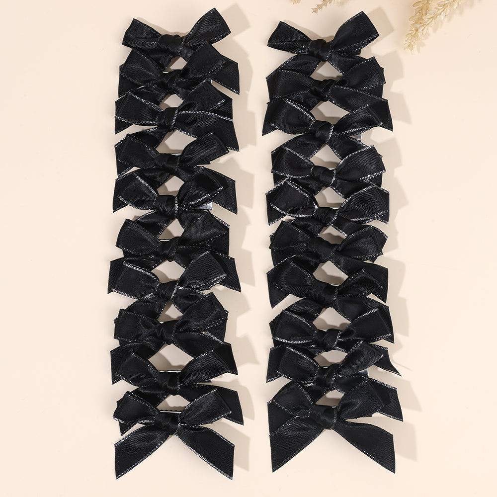 20Pcs Small Hair Bows Clips with Silver Edge