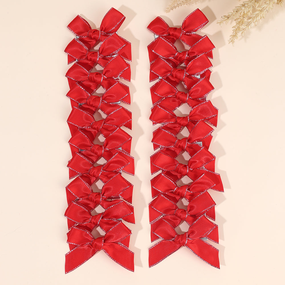 20Pcs Small Hair Bows Clips with Silver Edge