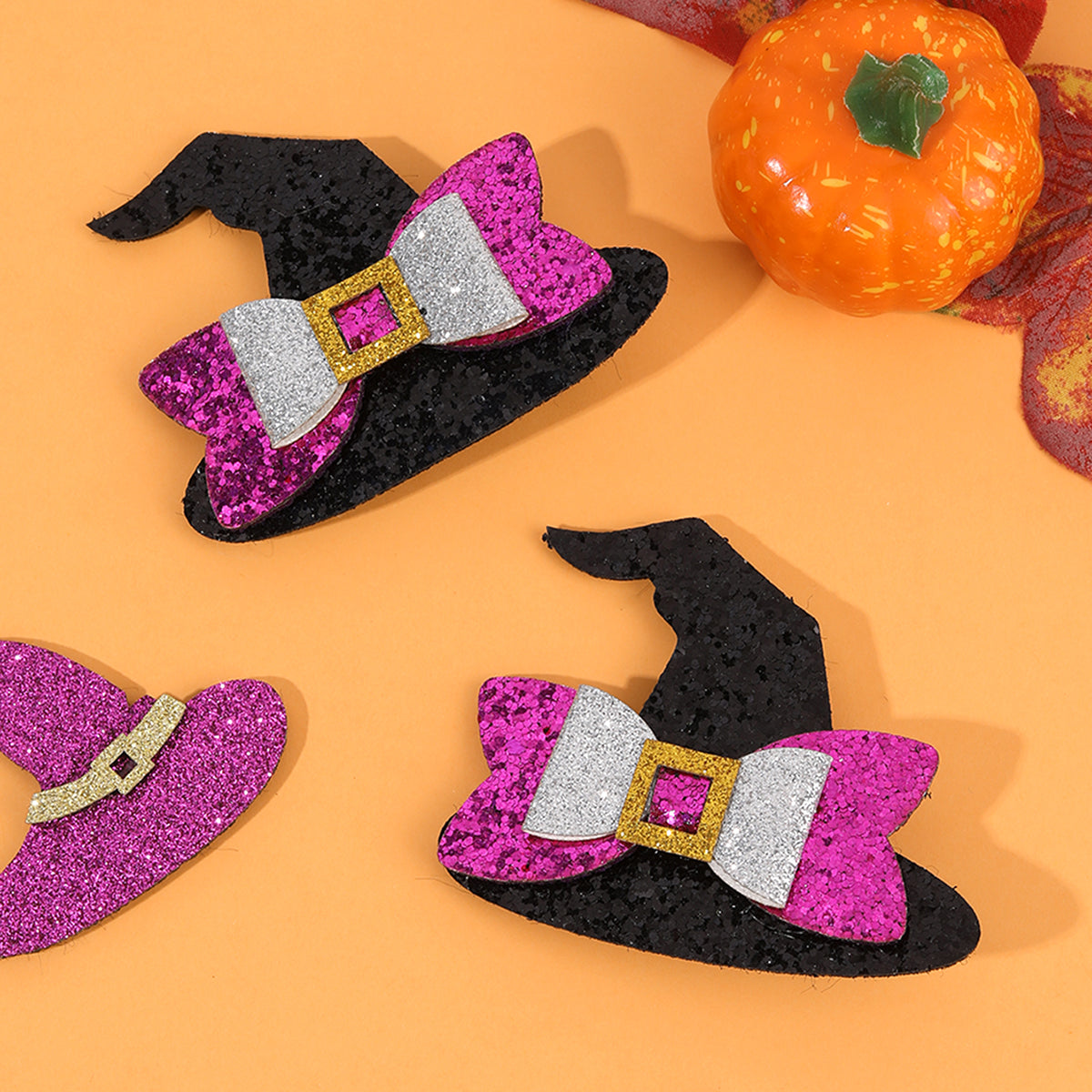 2Pcs Sparkly Glitter Haloween Hair Clip for Girls Kids