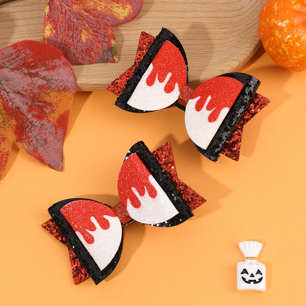 2Pcs Sparkly Glitter Haloween Hair Clip for Girls Kids