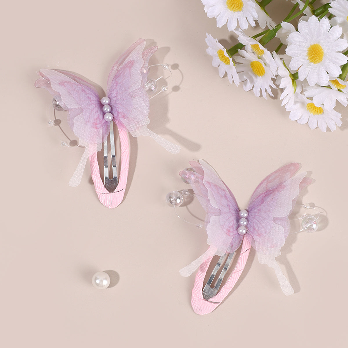 3D Mesh Butterfly Snap BB Hair Clip Girls Toddler