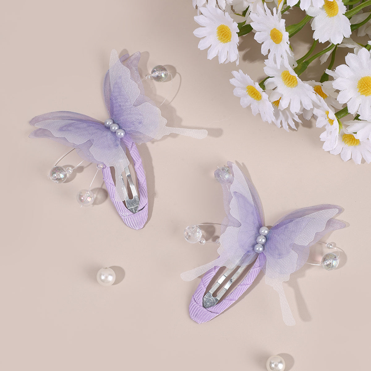 3D Mesh Butterfly Snap BB Hair Clip Girls Toddler