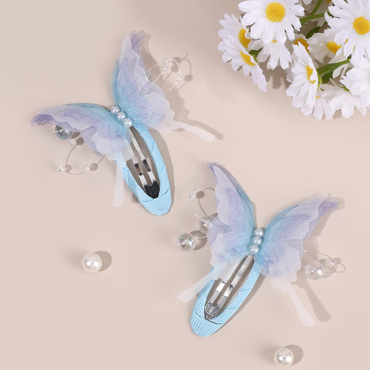 3D Mesh Butterfly Snap BB Hair Clip Girls Toddler