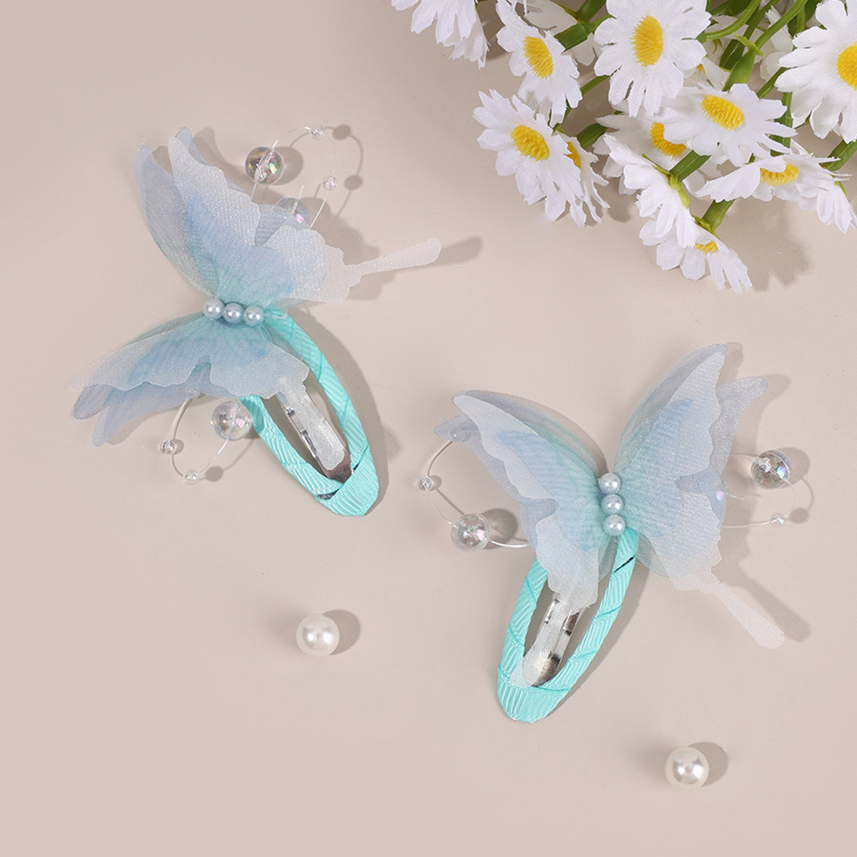3D Mesh Butterfly Snap BB Hair Clip Girls Toddler