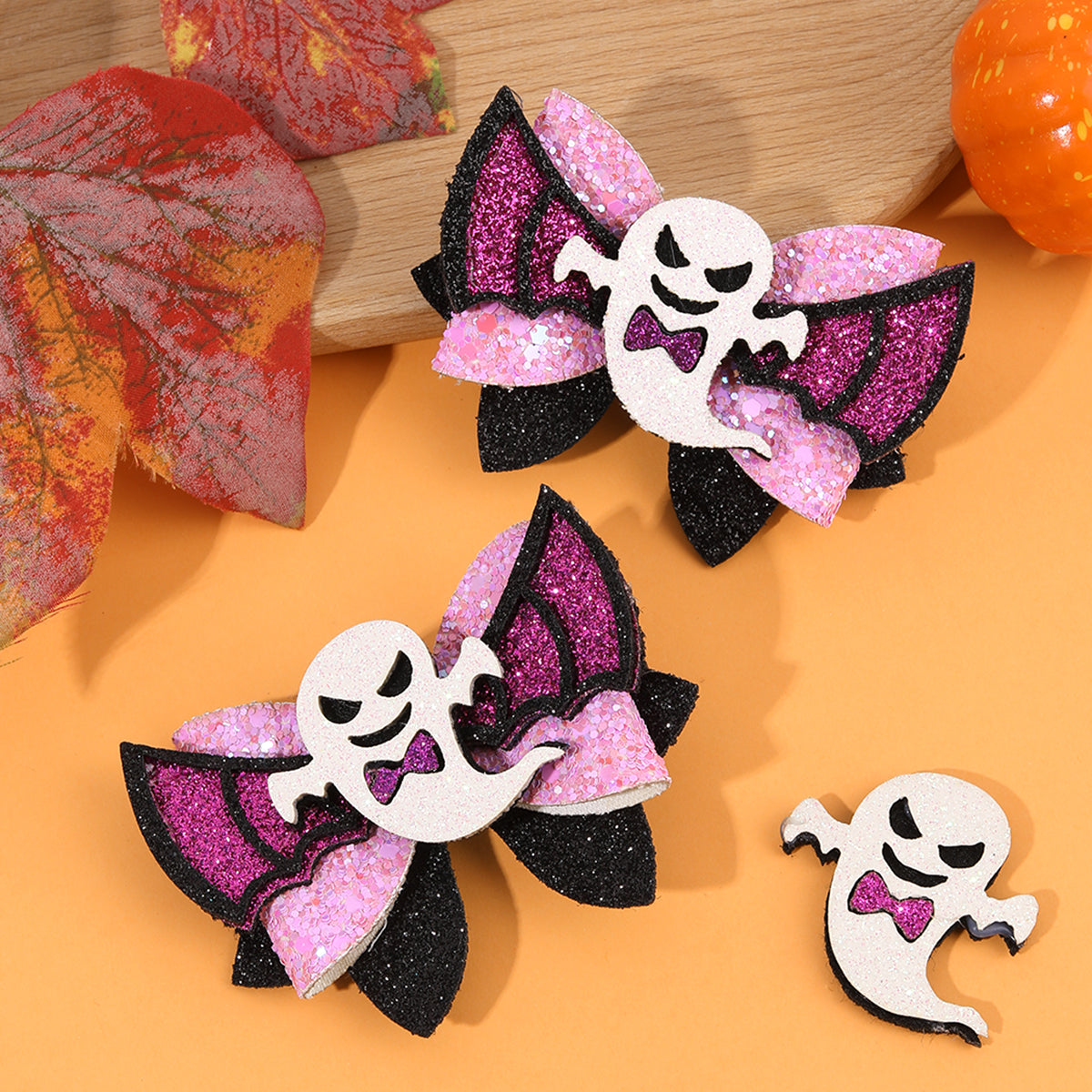 2Pcs Sparkly Glitter Halloween Hair Clip for Girls Kids