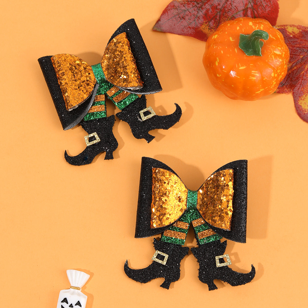 2Pcs Sparkly Glitter Halloween Hair Clip for Girls Kids