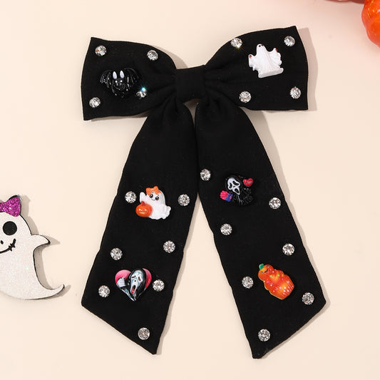 Large Fabric Halloween Hair Bow Clip for Girls